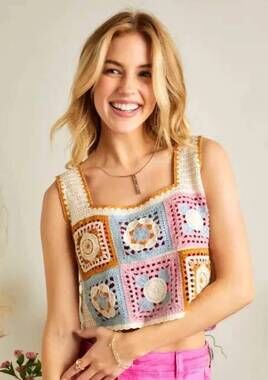 NEW VANILLA MONKEY crochet crop top in multi color